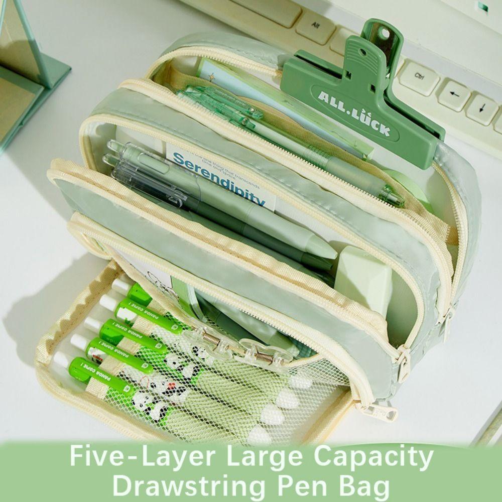 Zipper Pen Bag Large Capacity Pen Storage Bag Fashion Stationery Organizer  School Office Supplies