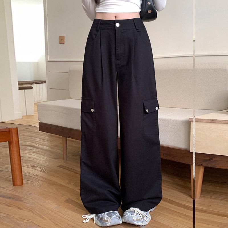 

Spot Song Women s White Wide-Leg Silk-Cotton Cargo Pants - High Waist, Straight Cut, Floor Length, Ideal for Spring/Summer. Small чёрный