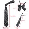 Adjusted Pre-Tied Necktie Vintage Gray Checkered Print Japanese College Bowtie