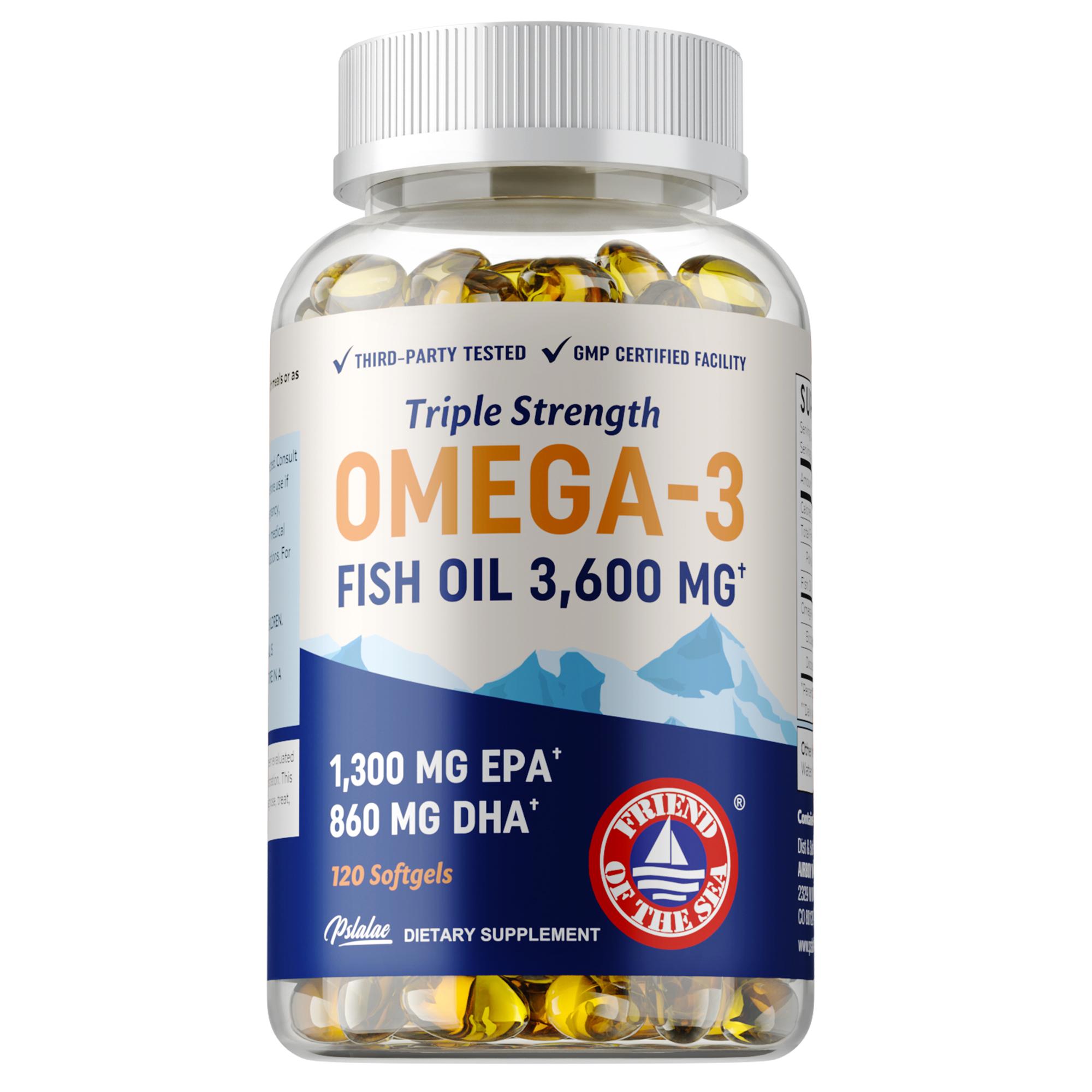 

Triple-potency Omega 3 fish oil, 3600 mg per serving, rich in EPA and DHA extracts, nutritional supplement, suitable for adults. 120*1