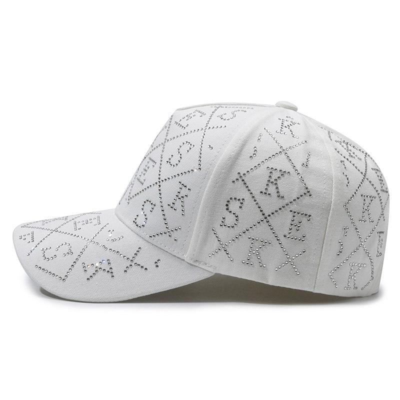 Boné de beisebol com letras de strass primavera verão feminino protetor solar viseira boné feminino rabo de cavalo boné panamá boné de pico