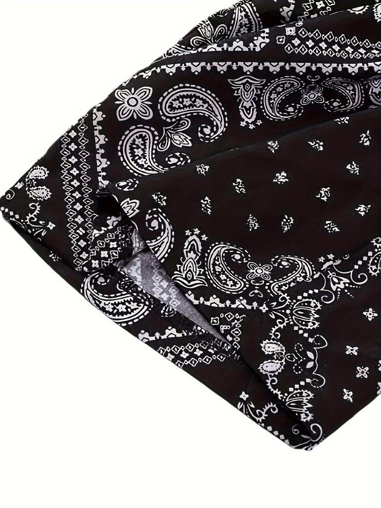 2025 New Paisley Print High-Waisted Wide-Leg Pants - Versatile and Casual