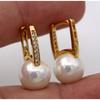 18k Gold Plated Pearl Ear Clips Creative Diamond Stud Earrings for Women Fashion Jewelry