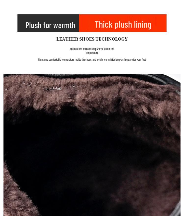 Men's 2025 Winter Genuine Leather Fleece-Lined High-Top Snow Boots with Thick Soles for Middle-Aged and Elderly
