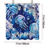 1Pc Blue Jellyfish Print Waterproof Shower Curtain Bathe Partition With 12 Hooks For Privacy Protection Easy Installation