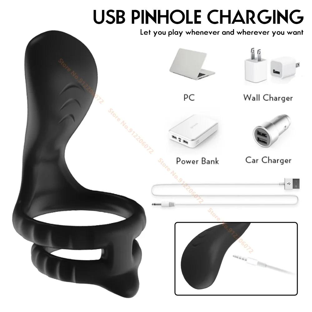 10 Modes Vibrator Cock Ring for Men Delay Ejaculation Penis Ring Sex Toys Lock Penisring Cockring Adult Male Sex Supplies