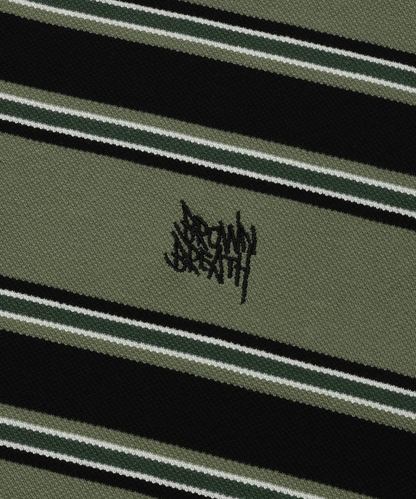 BROWNBREATH Tag Pique Stripe Tee - Khaki