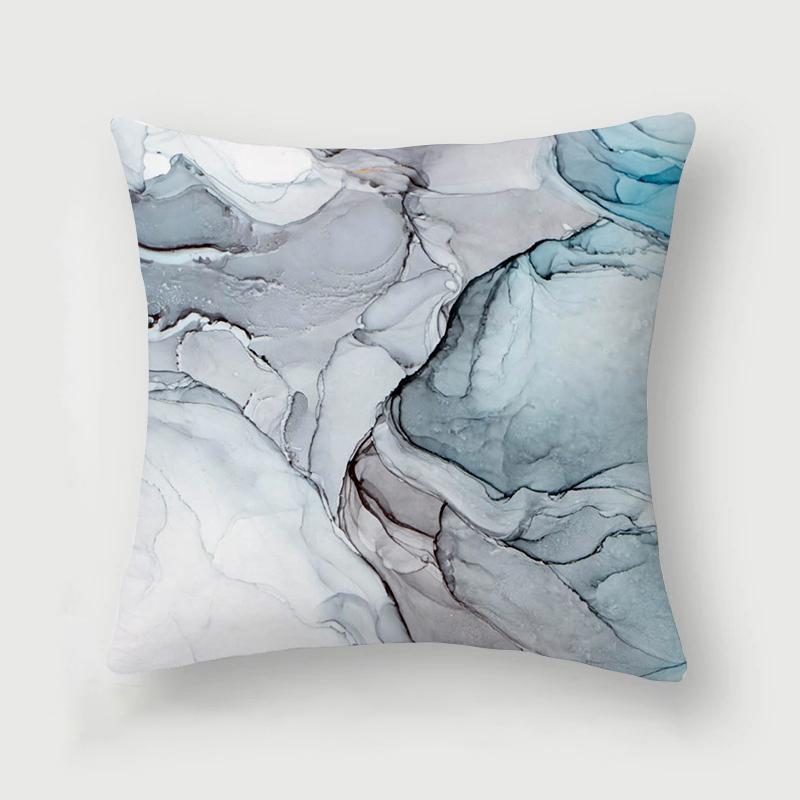 Inky Blue Marble Print Pattern Cushion Cover Home Living Room Sofa Decoration Square Polyester Throw Pillow 45X45Cm
