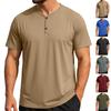 Camiseta Casual Esportiva Masculina Lisa com Decote V Respirável e Absorvente de Umidade – Leve, Corte Padrão, Manga Curta