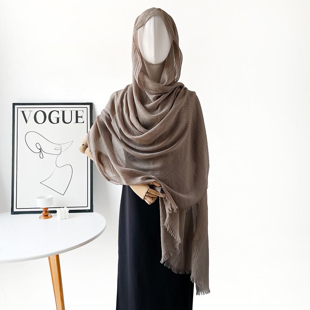 Summer versatile cotton and linen scarf shawl lengthened solid color yarn shawl sunscreen shawl simple scarf silk scarf women