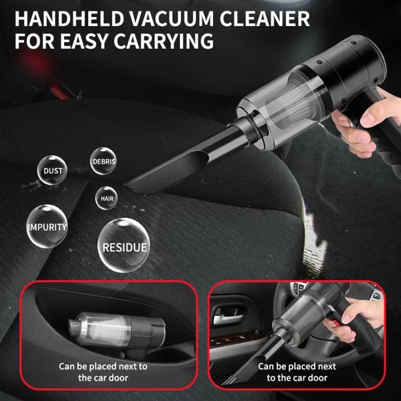 2-in-1 Cordless Car Vacuum, Portable Handheld Blower & Vac, Mini Home Auto Cleaner