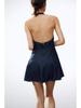 European & American Style Sexy Deep V-Neck Halter Denim Dress - Slim Fit Short Skirt for Women