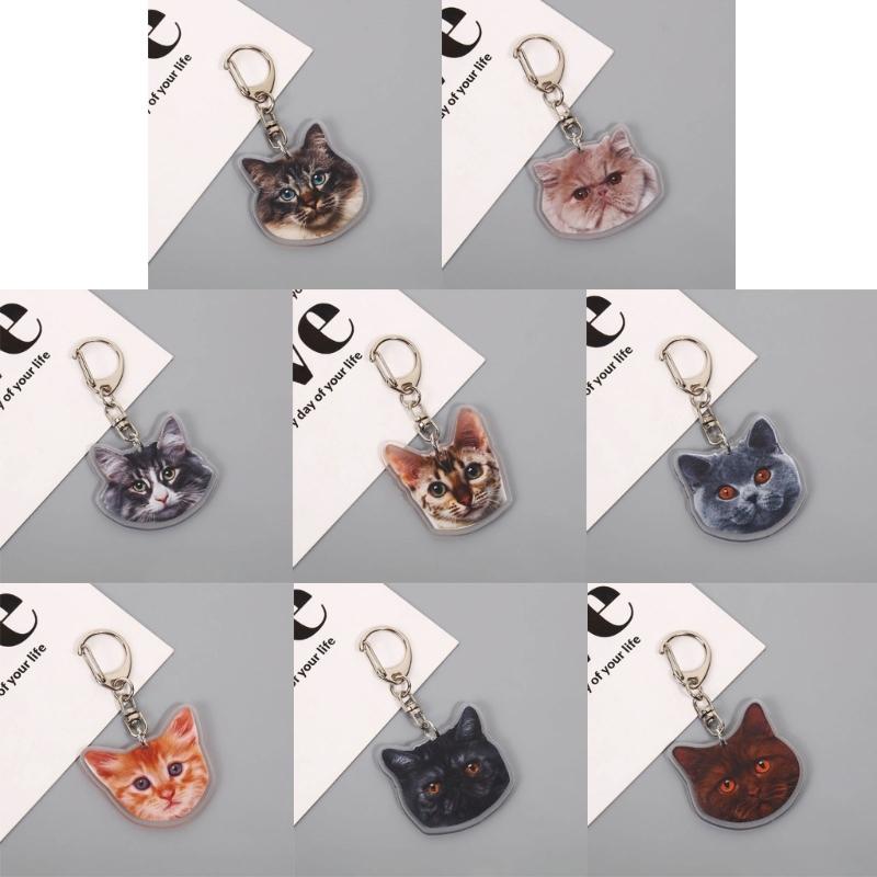 Creative Cat Shape Keychain Mini Animal Toy Keyrings Acrylic Animals Key Chain Pendant DIY Keychains Crafts Decorations