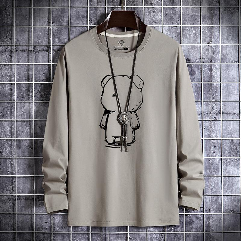 GMXIA Spring Autumn Men's Long Sleeve T-shirt Men's Youth Crewneck Base Men's Top Clothes Autumn Clothes Men's T-shirt