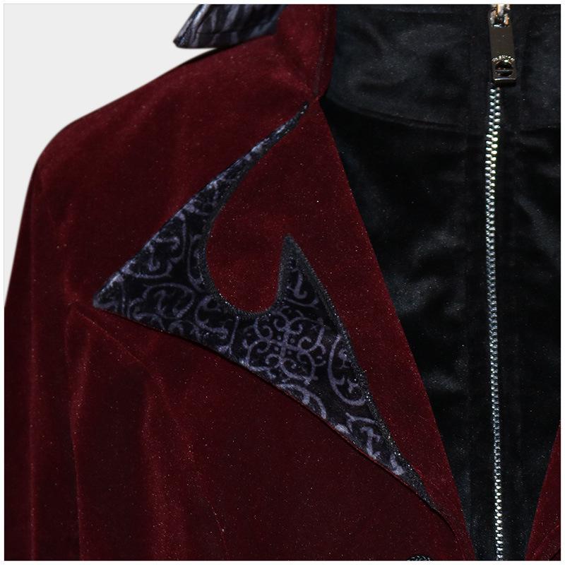 Men's Medieval Retro Christmas Tuxedo Coat - Mid-Length Punk Style