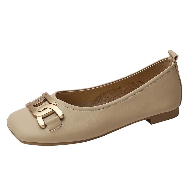 

Leather flat-soled single shoes women s shallow mouth versatile sheepskin Mary Jane shoes 2025 new soft-soled soft leather comfortable 40 хакі