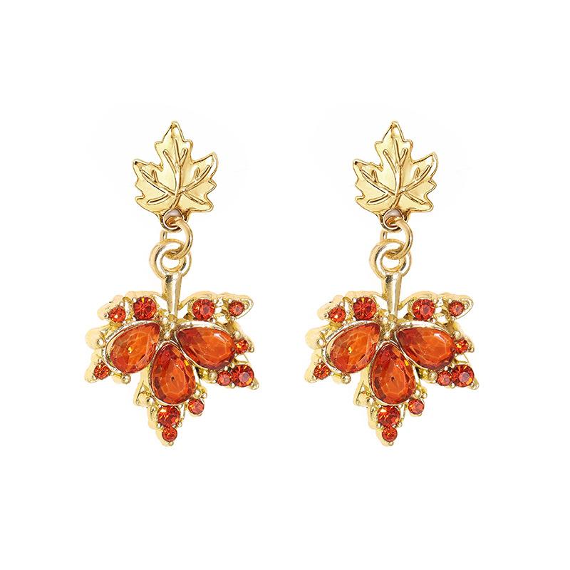 Thanksgiving Cartoon Oil Drip Sunflower Pumpkin Maple Leaf Set Stud Earrings Personalized Earrings