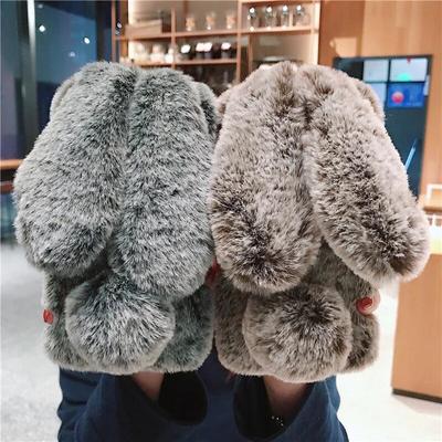 Kanin Fluffy Varm Plysj Deksel For Redmi A3 13C 12 12C 10 9 9A 9T A1 A2 Note 13 12 11 10 S 9 Pro/Xiaomi 13T 12T 14 13 Poco X6 X5 M6 C65 F5 Pro/Samsung