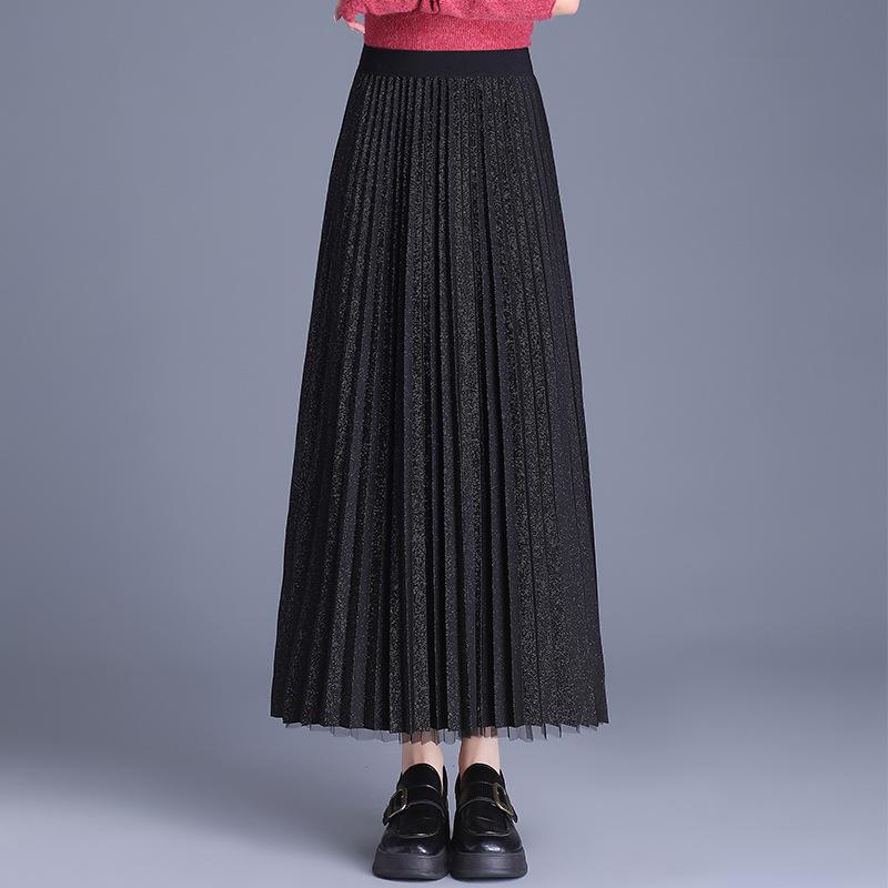 Elegant High Waist Pleated Silk Mesh Skirt – Double-Sided Versatile Fashion Skirt for Women