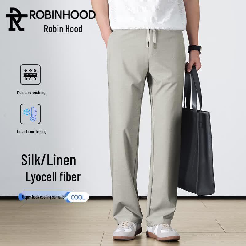 ROBINHOOD Men s Summer Ice-Feel Casual Straight-Leg Pants XL