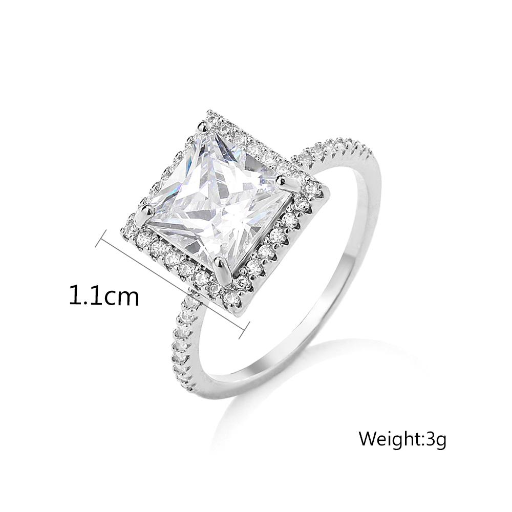 ZAKOL Classic Clear Geometric Cubic Zirconia Wedding Ring for Women Brilliant Sparkling Engagement Party Zircon Gifts