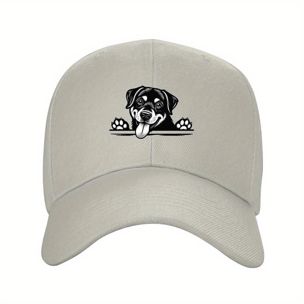 Rottweiler Peekaboo Dog Baseball Cap Adjustable Polyester Summer Outdoor Casual Hat