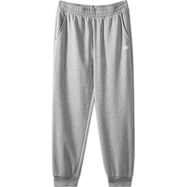 Skechers Colorful Casual Series Comfortable Cuffed Logo Mid Waist Pants Men bottoms Gray L322M091-004F L