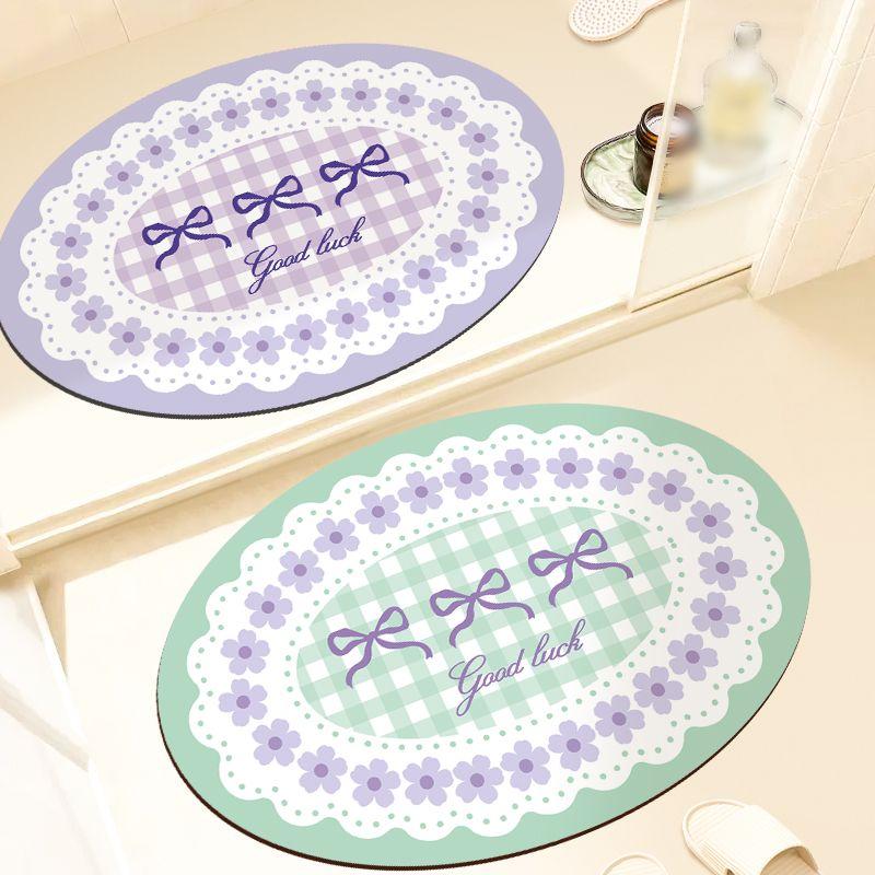 Korean ins style bathroom absorbent floor mat soft diatom mud household bathroom door floor mat toilet non-slip door mat