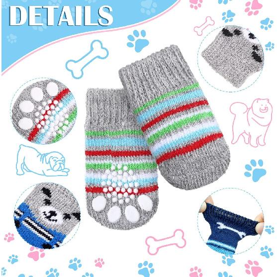 Sadnyy 24 Pcs Dog Socks for Small Medium Large Non Slip Pet Puppy Dog Socks Paw Protectors Outdoor Traction Control for Hot Pavement Hardwood Floor