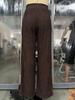 2026 Autumn/Winter Women's Solid Color Wide-Leg Pants: High Waist Drawstring with Elastic Waist for Casual Wear