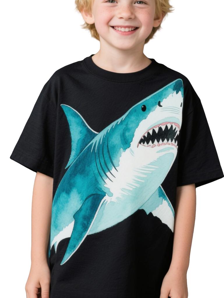Summer Kids' Casual T-Shirts Sea Turtle Marine Animal Print Black Short Sleeved T-Shirts Fashion Cartoon Pattern Kids' T-Shirts