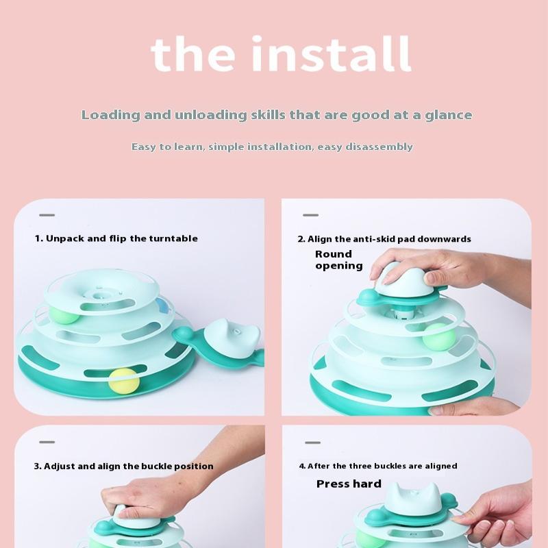 Interaktives Katzenspielzeug Feder Drehbar Haustier Katze Drehteller Bälle Intelligenztraining Katze Unterhaltungsplatte Kätzchen