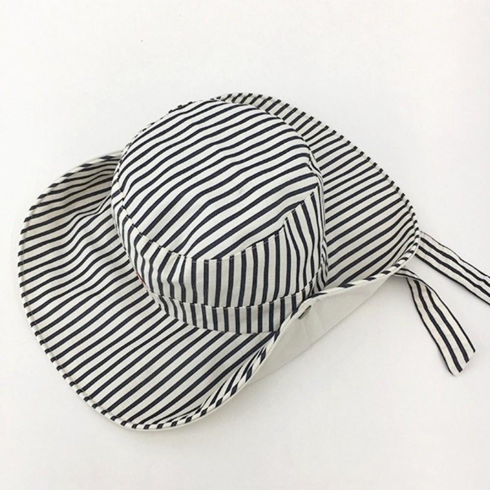 Wide Brim Striped Sun Hat UV Protection Fishmen Hat Fashion Reversible Bucket Hat  Summer