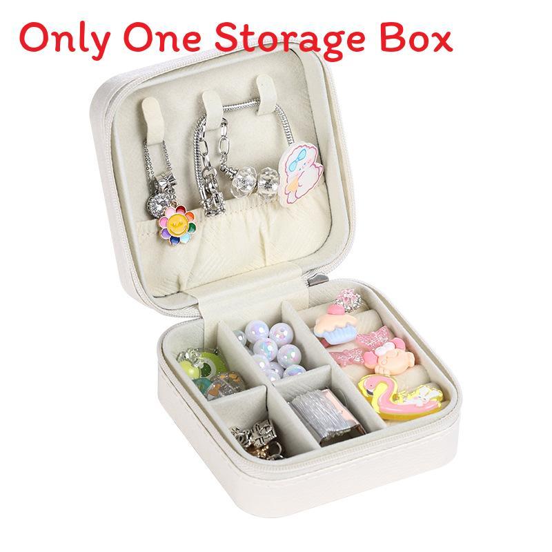 Childrens Jewelry Box With Pure Color Leather Material Multi Use Storage For Girls