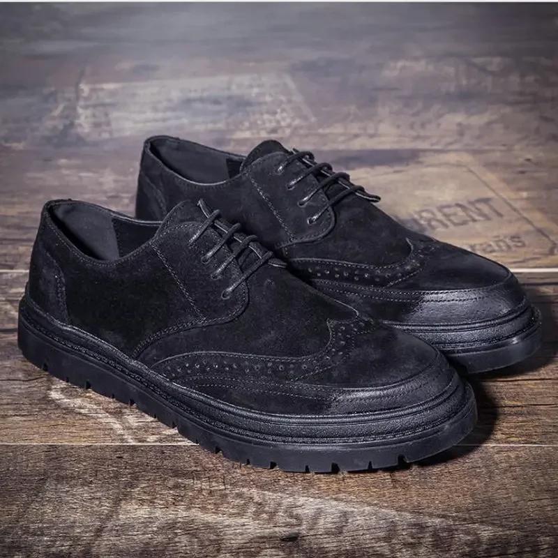 Fashion Brand Fashion Mens Flats Shoes Casual British Style oxfords Business Shoes Men Dress suede Brogue Party Formal Shoes 2025 gh7