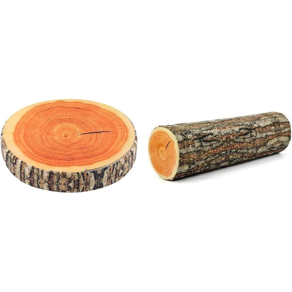 Natural Round Stump Throw Pillow, 3D Digital Print Comfortable Wood Log Pillow, Funny Cute Wood Trunk Pillows Stump Cylinder Floor Cushion for Home