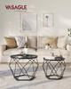 Round coffee tables, set of 2 side tables, modern style, removable top, steel frame, for living room, slate gray and a