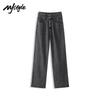 MJ STYLE Women's High-Waist Wide-Leg Straight Jeans