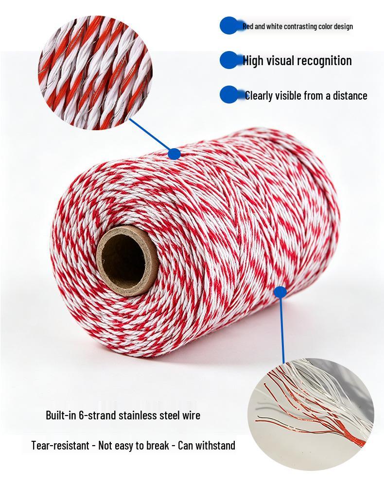 High Voltage Conductive Rope for Livestock Fencing: Electric Net Cable for Cattle, Horses, Sheep, and Boars