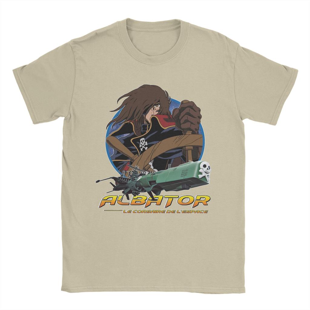 Space Pirate Captain Harlock Albator T Shirt Men's Pure Cotton Vintage T-Shirt O Neck Tee Shirt Short Sleeve Tops Gift Idea