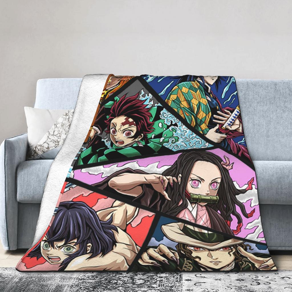Kimetsu No Yaiba Blanket Cover Shinobu Kocho Fleece Throw Blanket Summer Air Conditioning Decoration Ultra-Soft Warm Bedspread