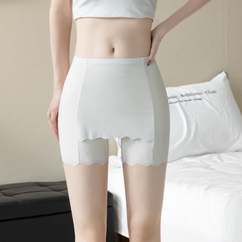 Women's Ice Silk Seamless Safety Shorts - Double Layer, Anti-Exposure, No-Roll Edge, Summer Thin Base Layer