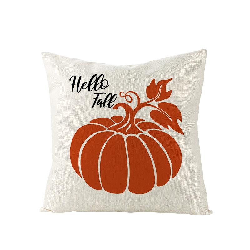 Thanksgiving Pillowcase New Autumn Pumpkin Polyester Peach Skin Printed Sofa Pillow