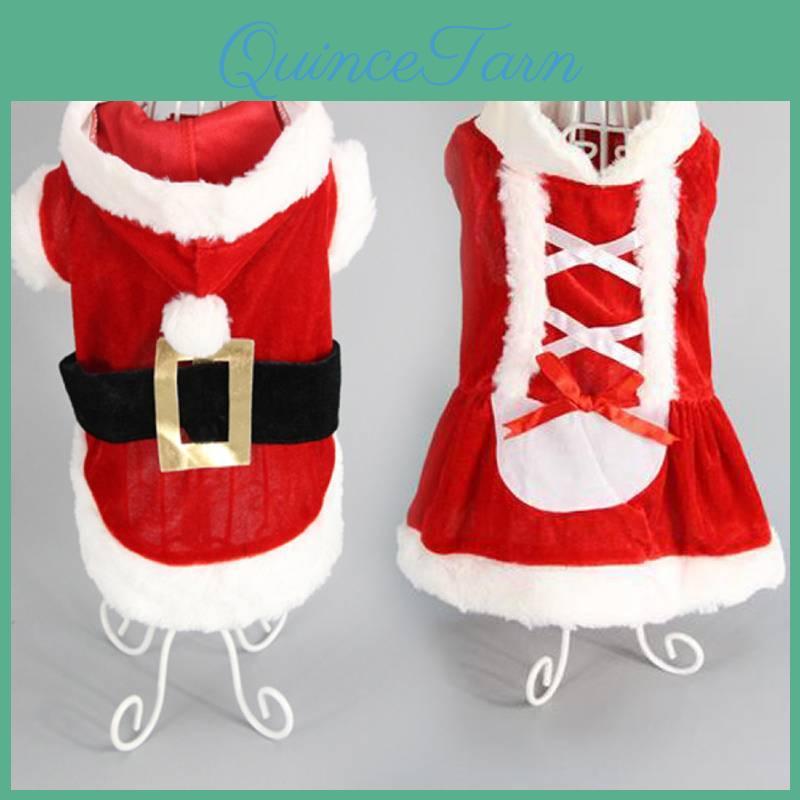 Festive Red Pet Christmas Costume Santa Outfit For Dogs Soft Acrylic Fabric