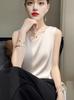 Reversible Satin Camisole for Women - V-Neck Front, Round Neck Back, Solid Color, Perfect Silk Vest to Pair with Suits