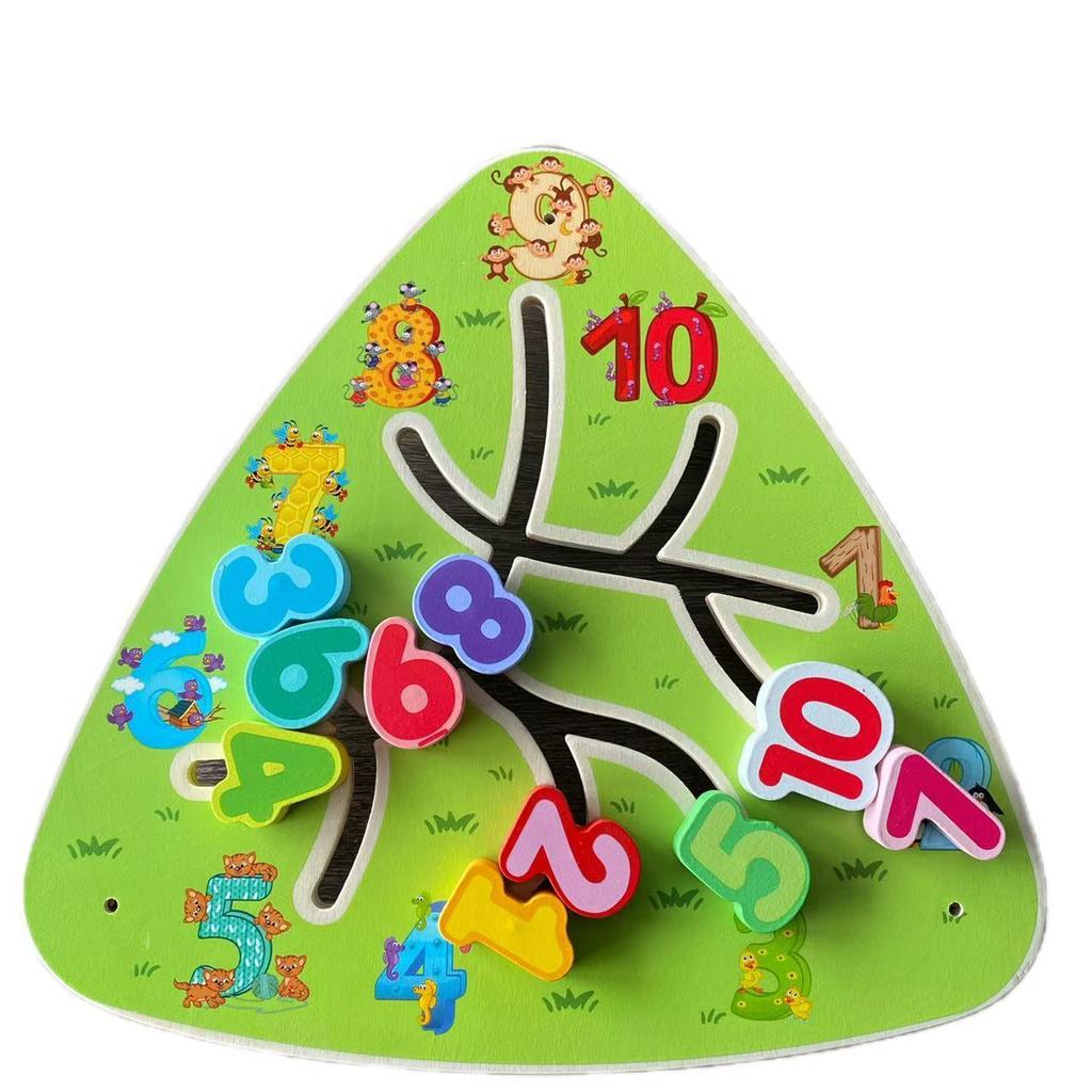 1Pc Triangular Wooden Track Pairing Toy Cartoon Slider Movable Color Shape Recognition Game Suitable For Children Ages 3+