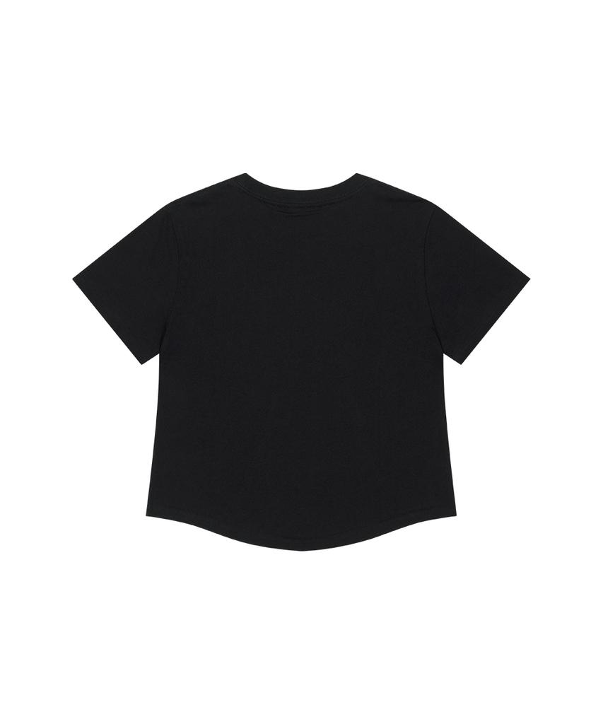 MAHAGRID Don’T Panic Round Crop Tee Black(Mg2Gmft538A)
