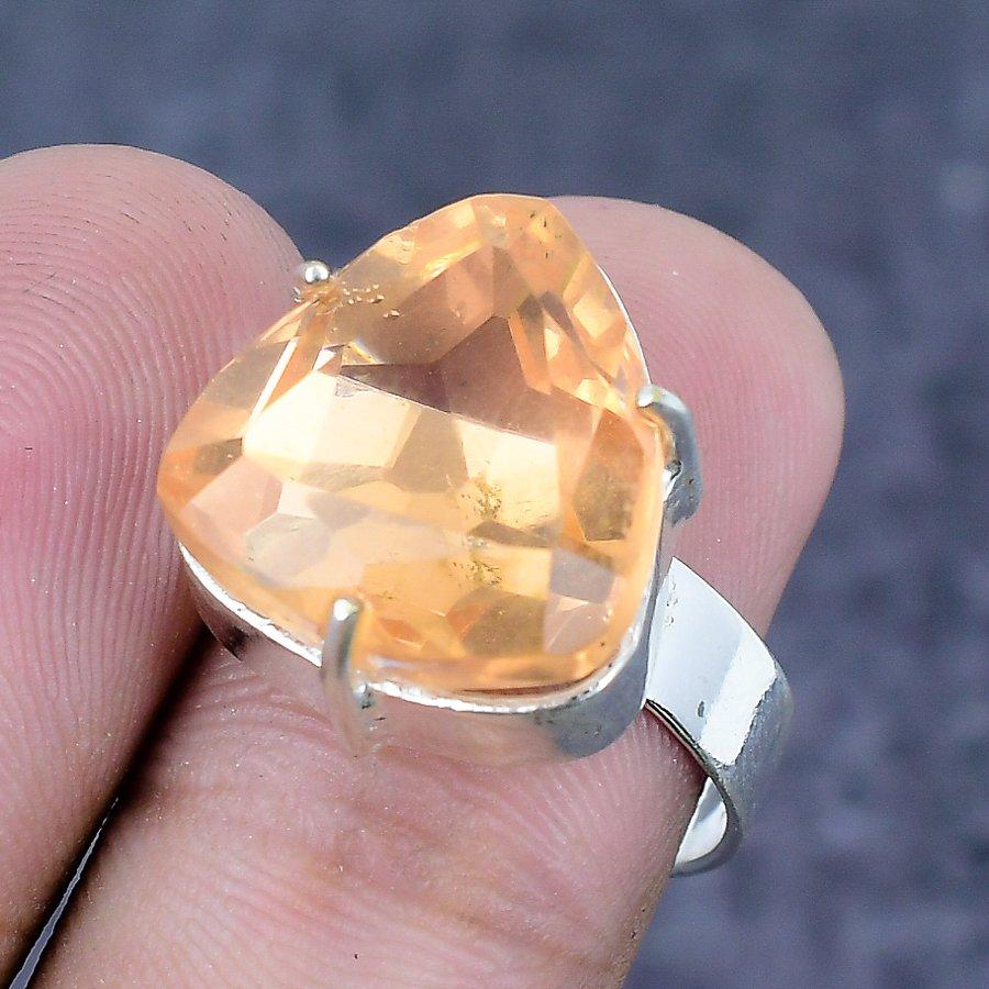 Natural Morganite Gemstone 925 Sterling Silver Jewelry Ring Size 7.5 T1y31