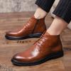 Bequeme Herrenschuhe aus Leder, Chelsea-Boots, Luxus s, lässige Business-Schuhe, High-Top Herrenstiefel mit spitzer Zehenpartie