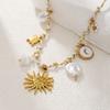 Movable Woven Rope Collarbone Chain Ocean Style Mini Metal Sun Necklace  Kids